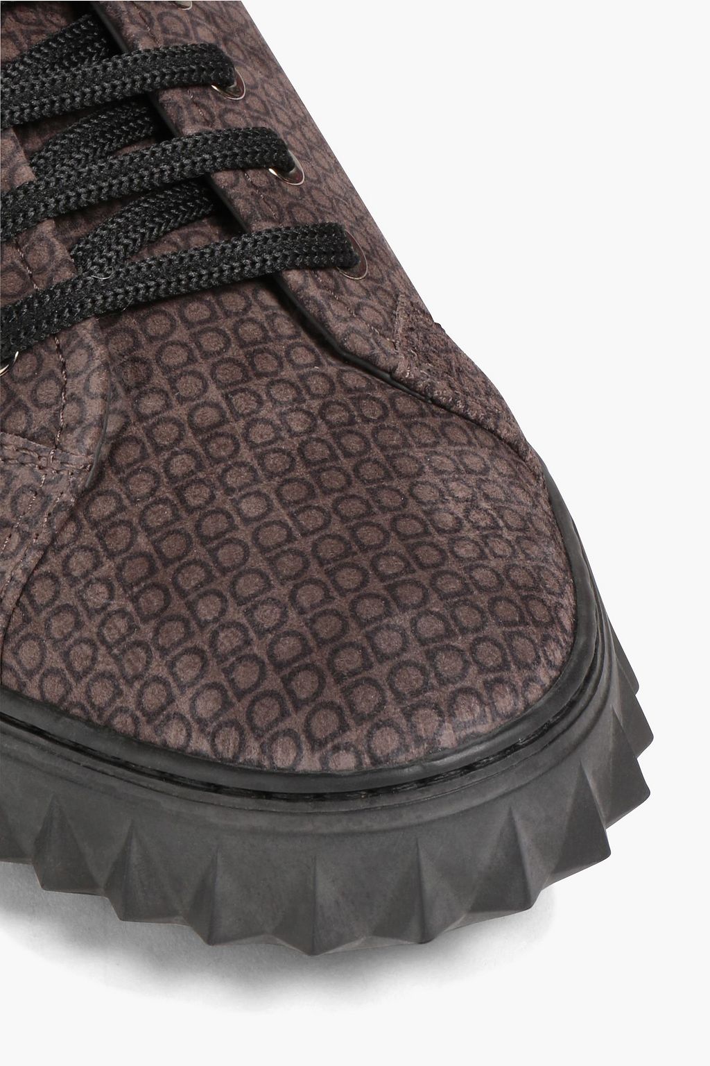 FERRAGAMO Monogram-print suede sneakers