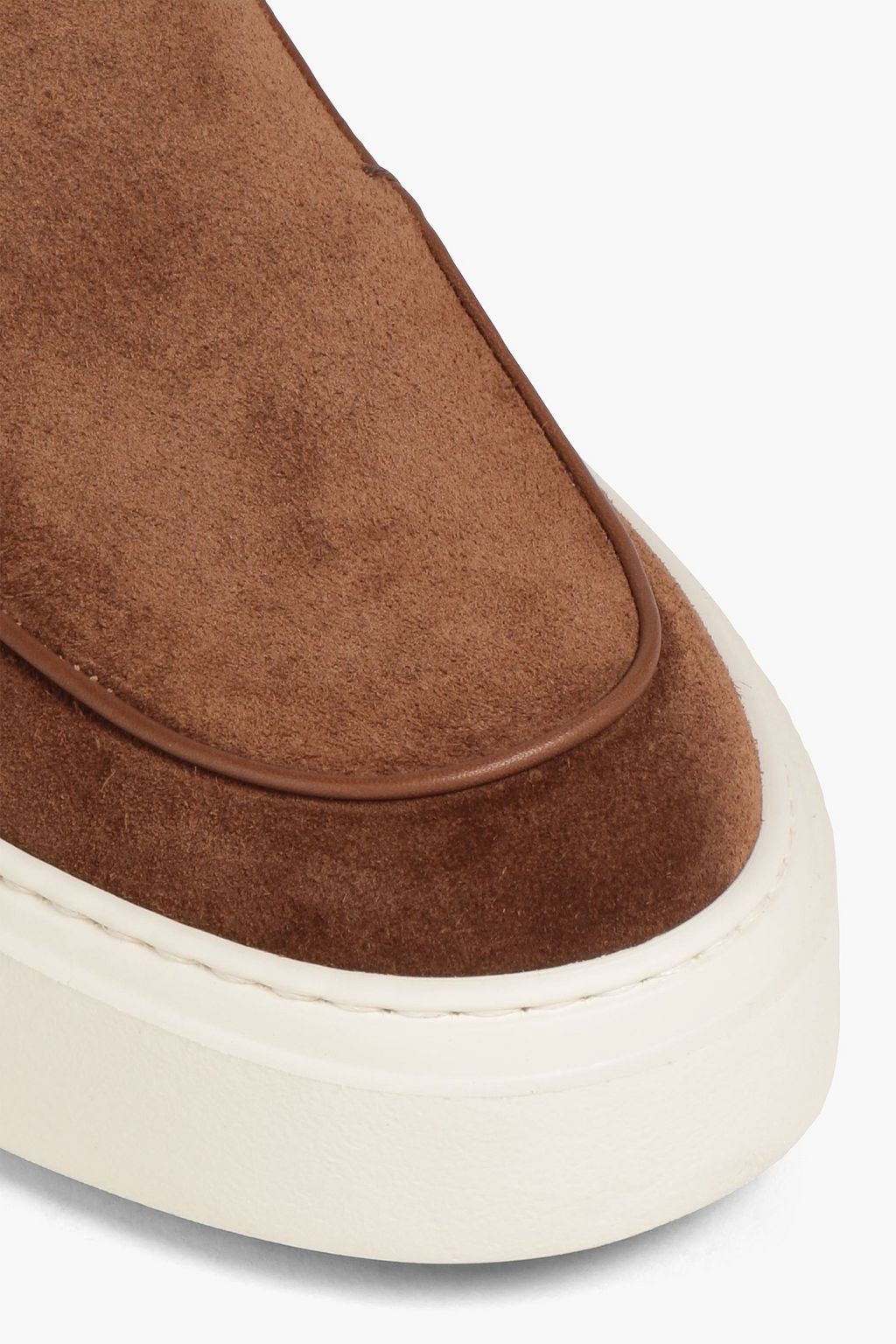 FERRAGAMO Leather-trimmed suede slip-on sneakers
