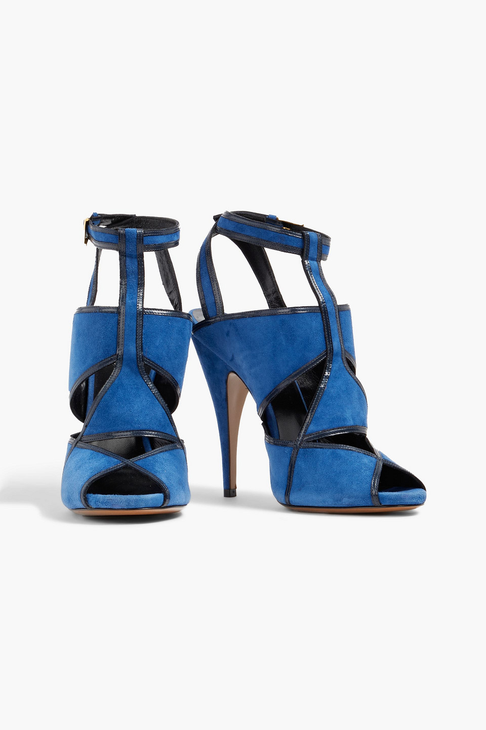 Etro Leather-trimmed Suede Pumps In Bright Blue