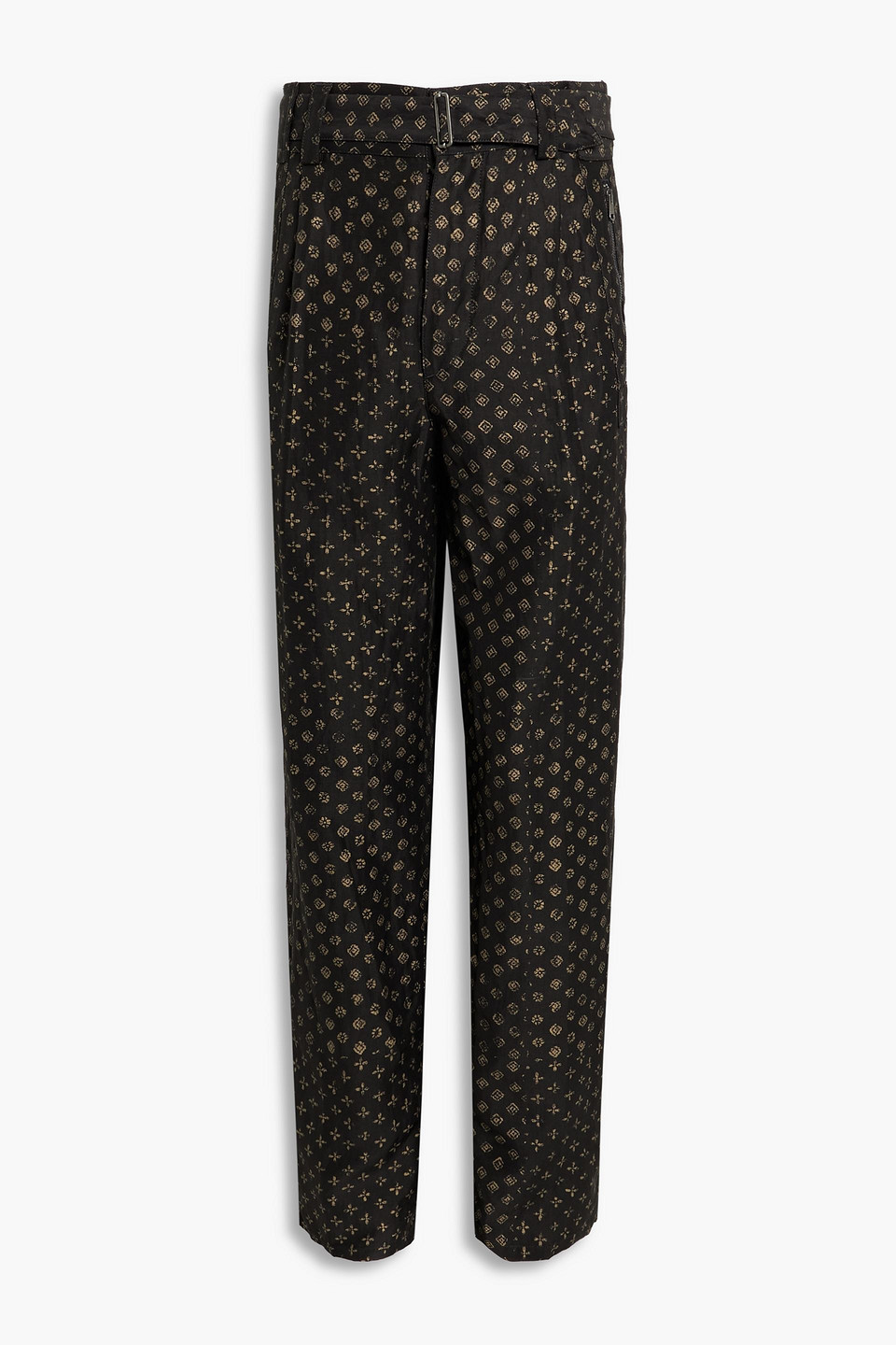 Belted jacquard pants
