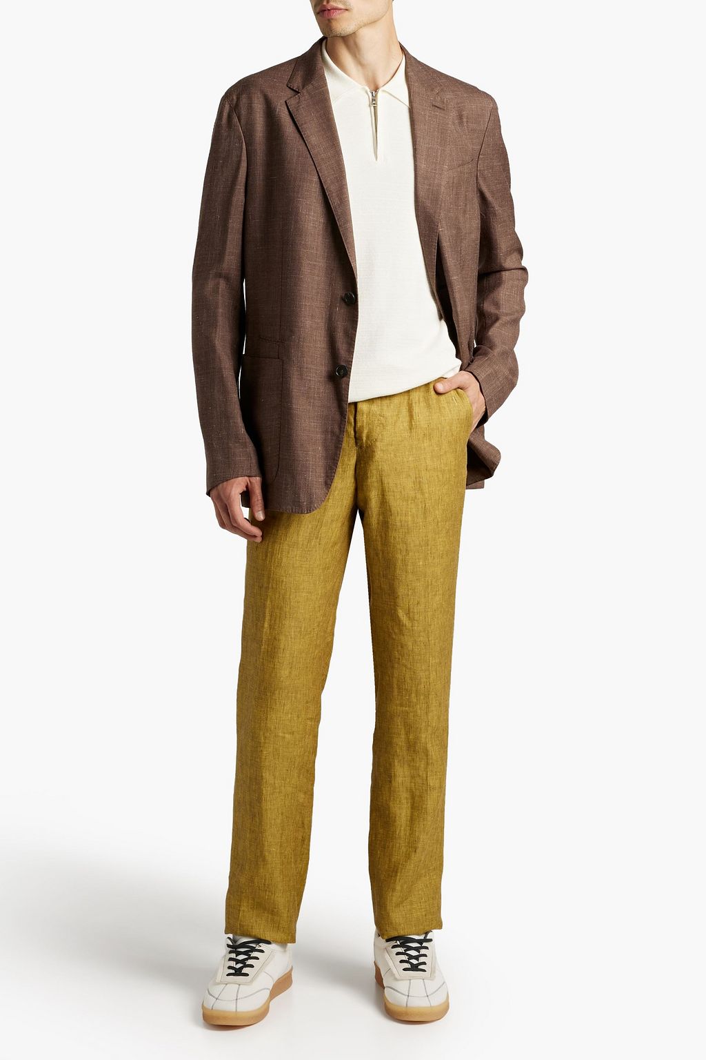 ZEGNA Slub cashmere, silk and hemp-blend blazer