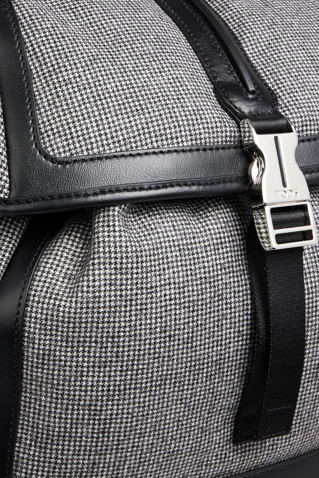 TOD'S Gommini houndstooth tweed and leather backpack