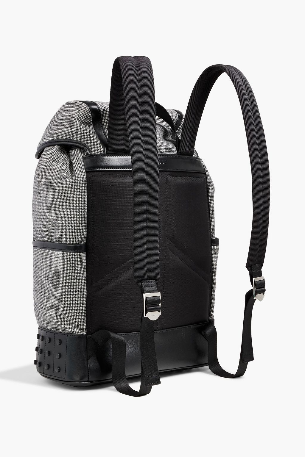 TOD'S Gommini houndstooth tweed and leather backpack