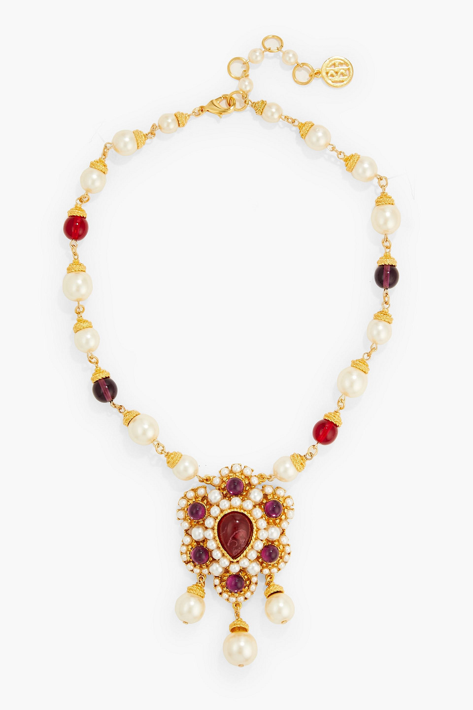 Ben-Amun 24-karat gold-plated, faux pearl and bead necklace
