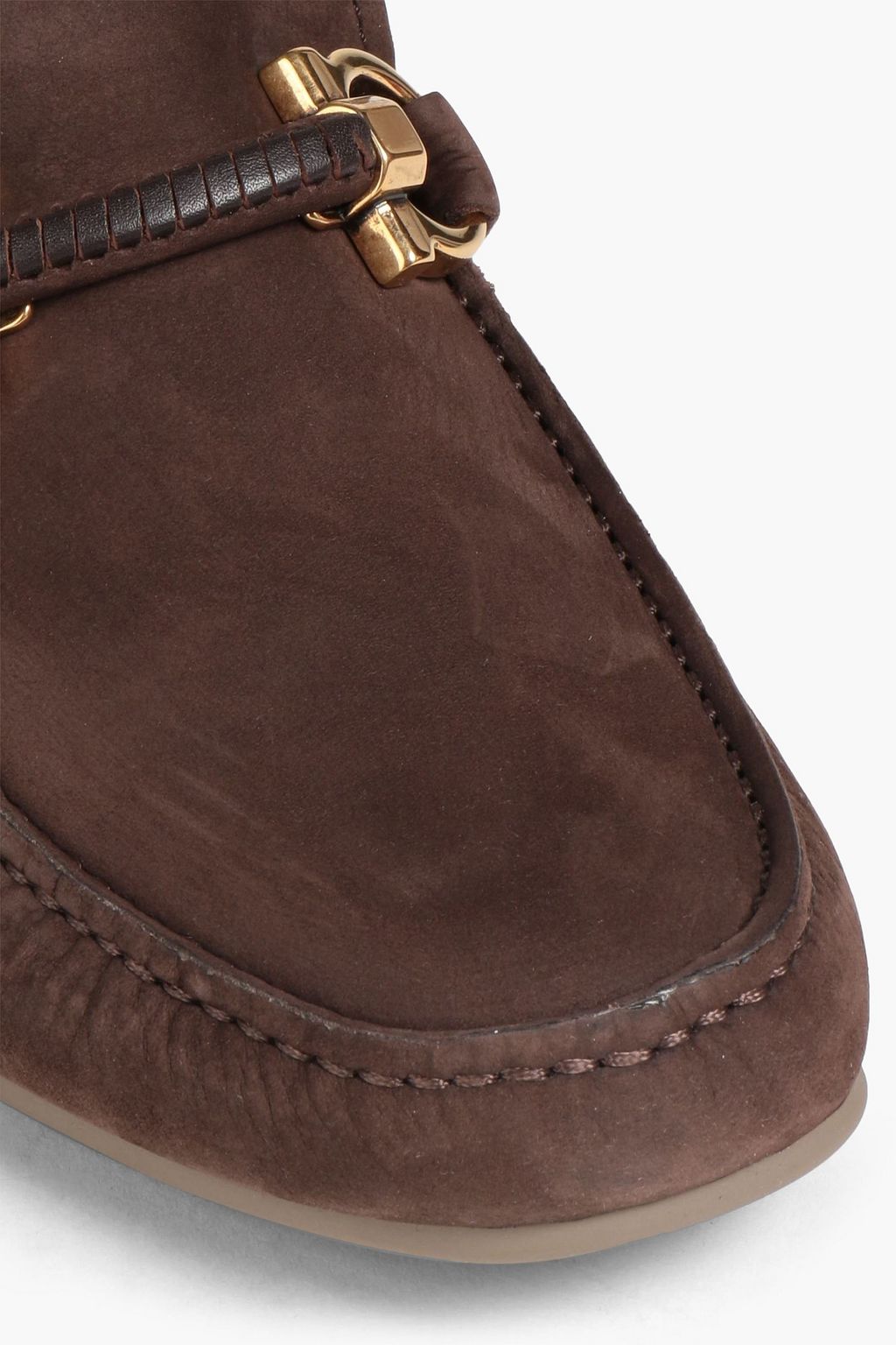 FERRAGAMO Embellished nubuck driving shoes