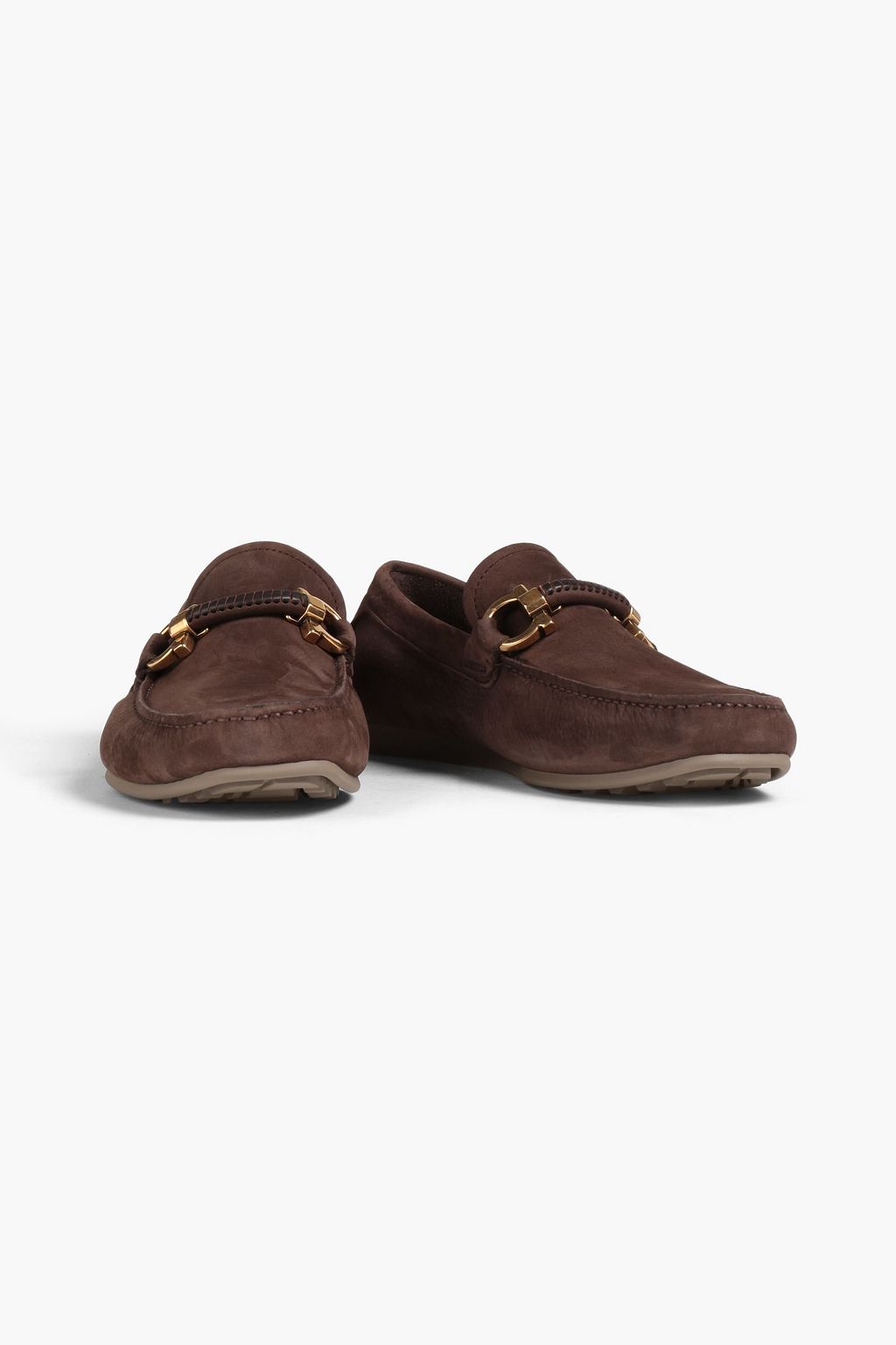 FERRAGAMO Embellished nubuck driving shoes