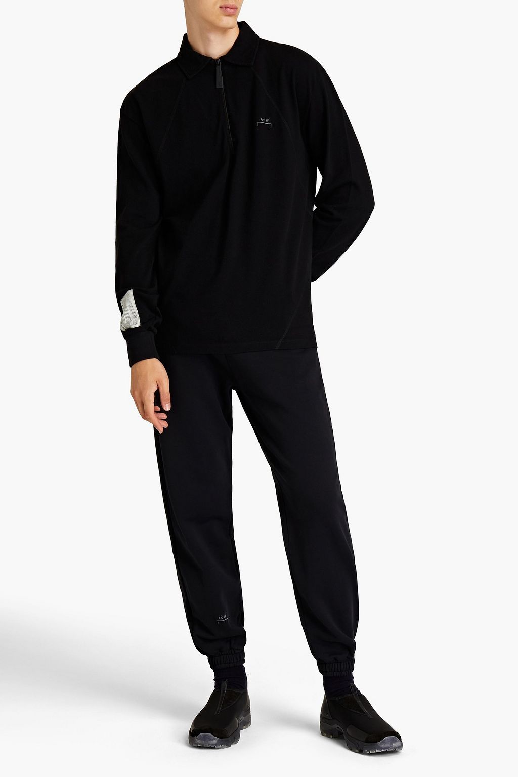 A-COLD-WALL* Cropped printed French cotton-terry track pants