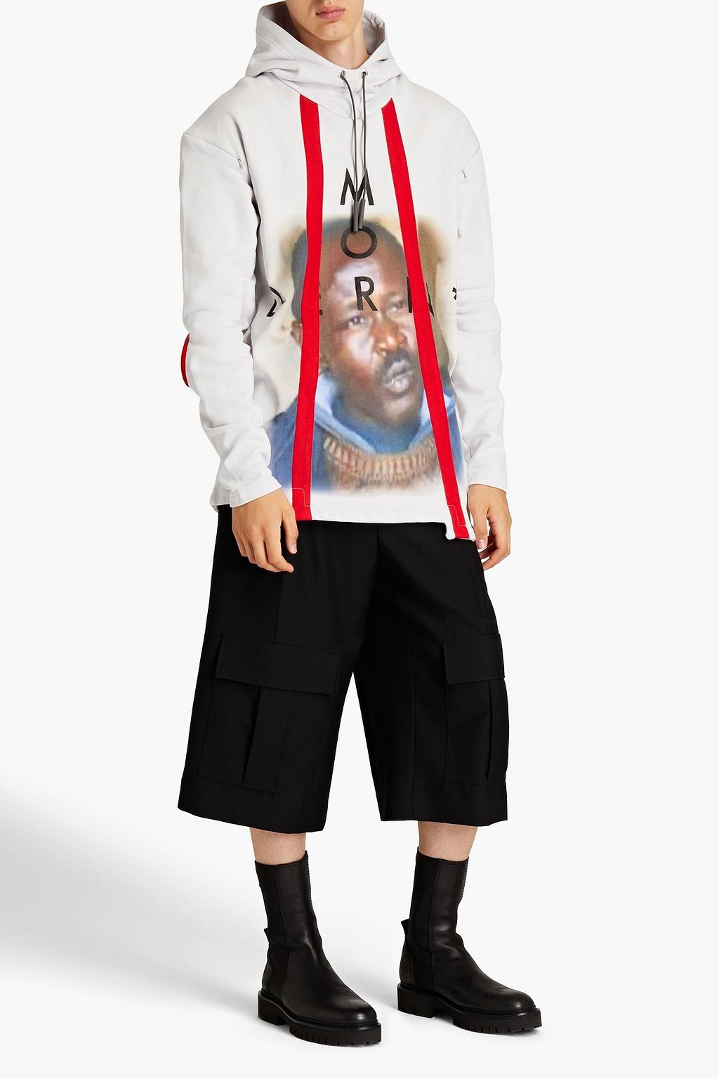 A-COLD-WALL* Cutout printed French cotton-terry hoodie
