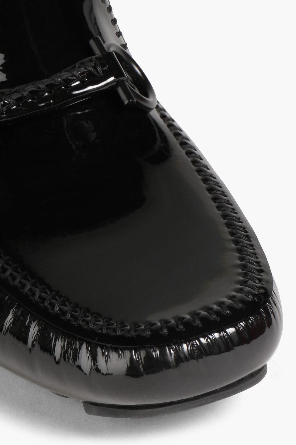 FERRAGAMO Embellished patent-leather loafers