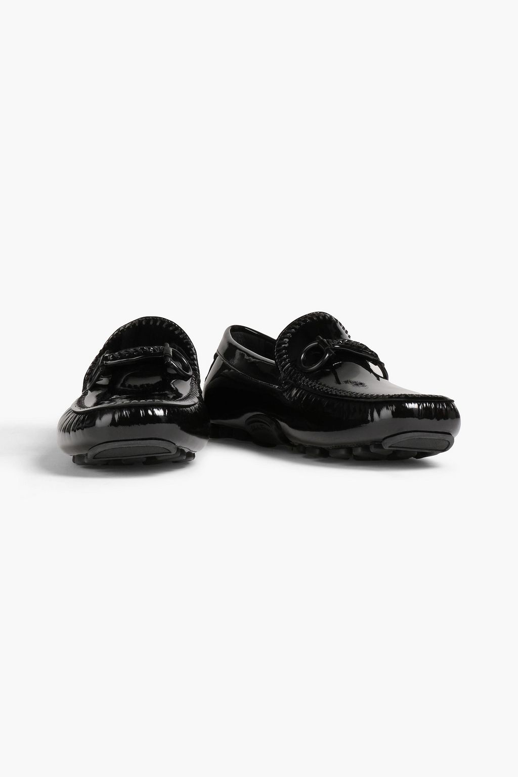 FERRAGAMO Embellished patent-leather loafers
