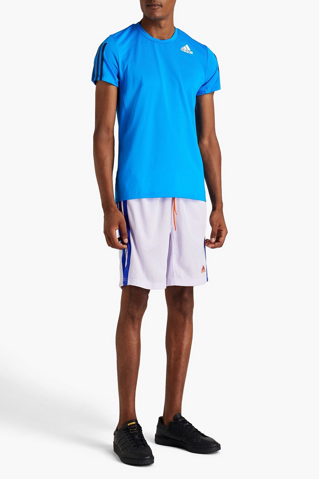 ADIDAS T-Shirt aus geripptem Jersey mit Print und Mesh-Einsatz