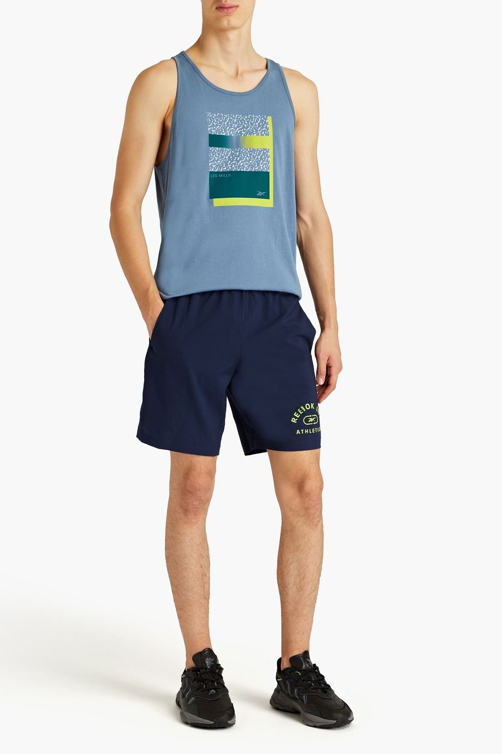 REEBOK X LES MILLS Bedrucktes Tanktop aus Baumwoll-Jersey