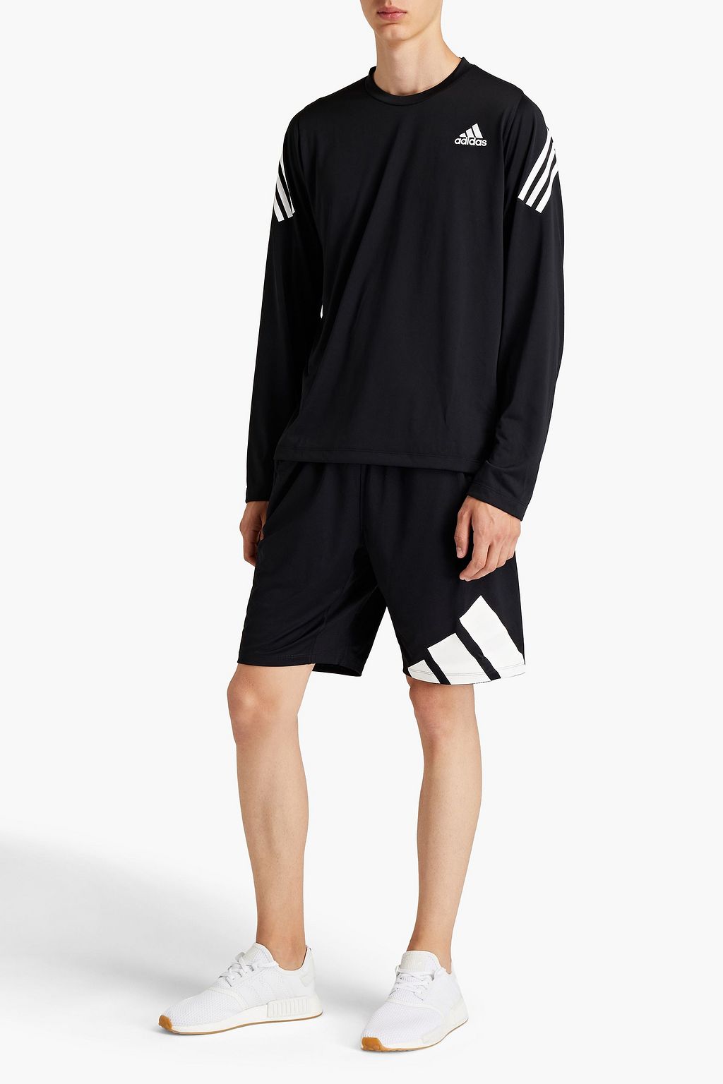ADIDAS T-Shirt aus Stretch-Jersey mit Logoprint und Mesh-Einsatz