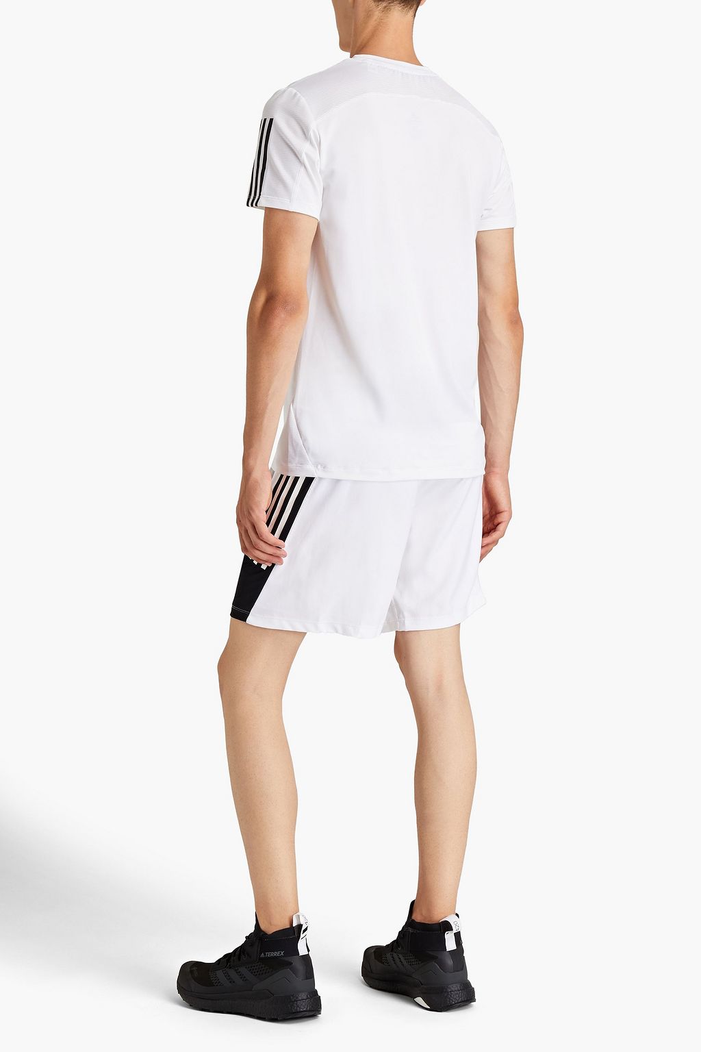 ADIDAS T-Shirt aus geripptem Jersey mit Mesh-Einsatz und Print
