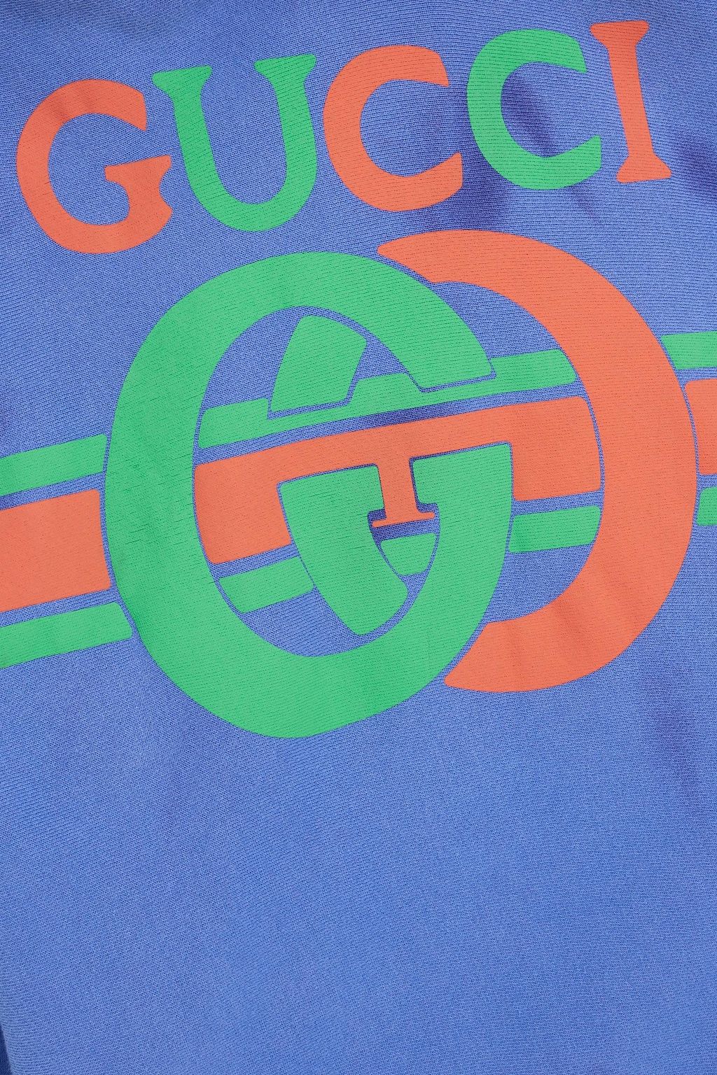 GUCCI Printed French cotton-terry hoodie