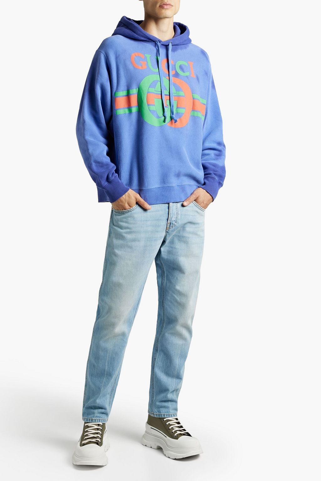 GUCCI Printed French cotton-terry hoodie