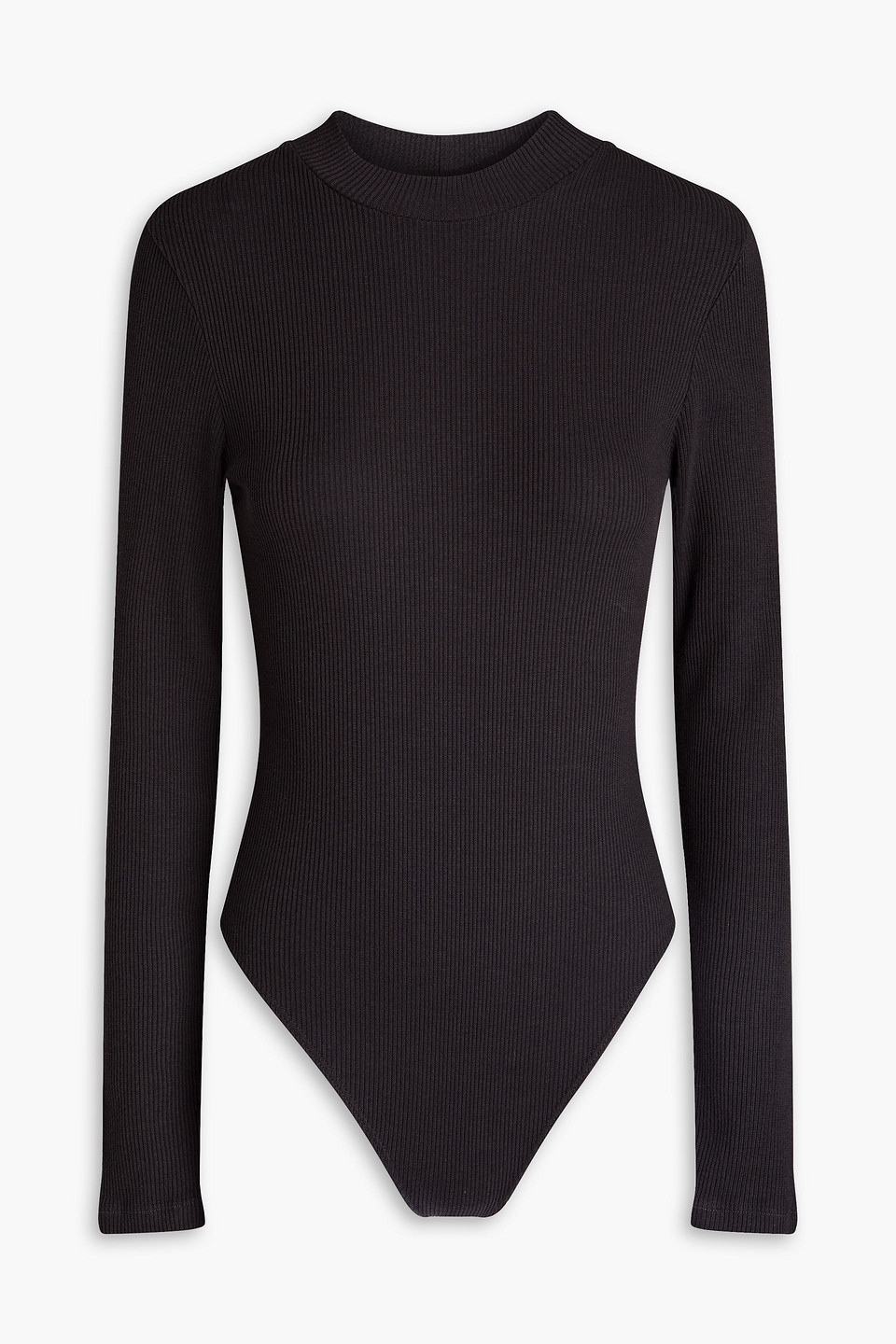 Monrow Ribbed Tencel-blend Jersey Bodysuit In Black