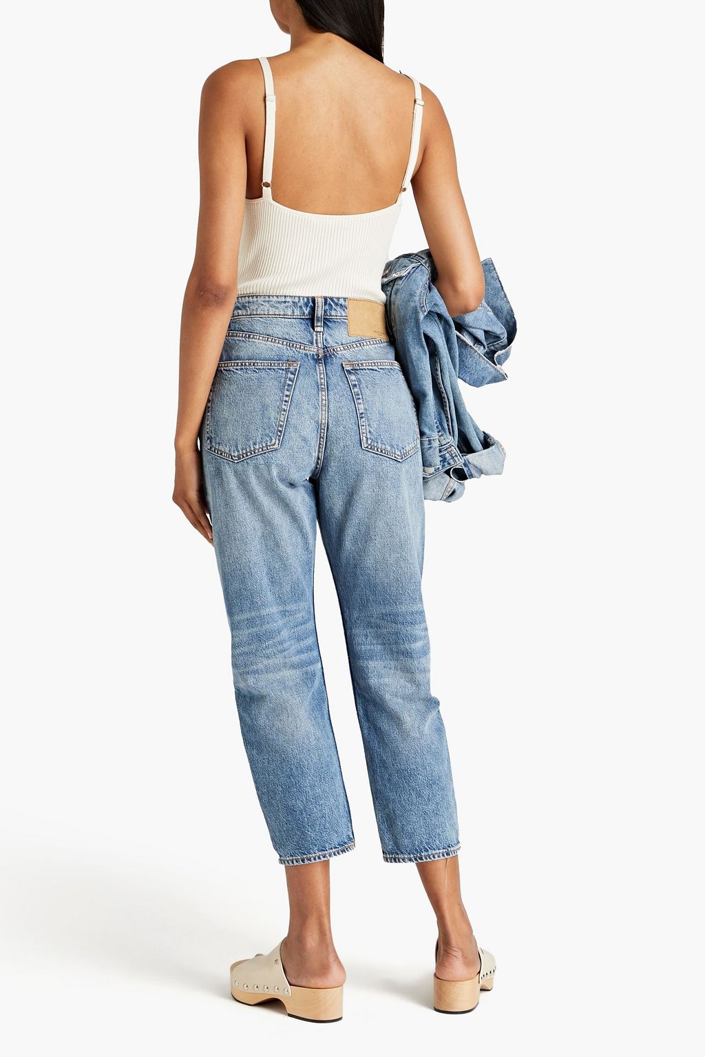 RAG & BONE Ryan 페이디드 하이라이즈 크롭 테이퍼드 진
