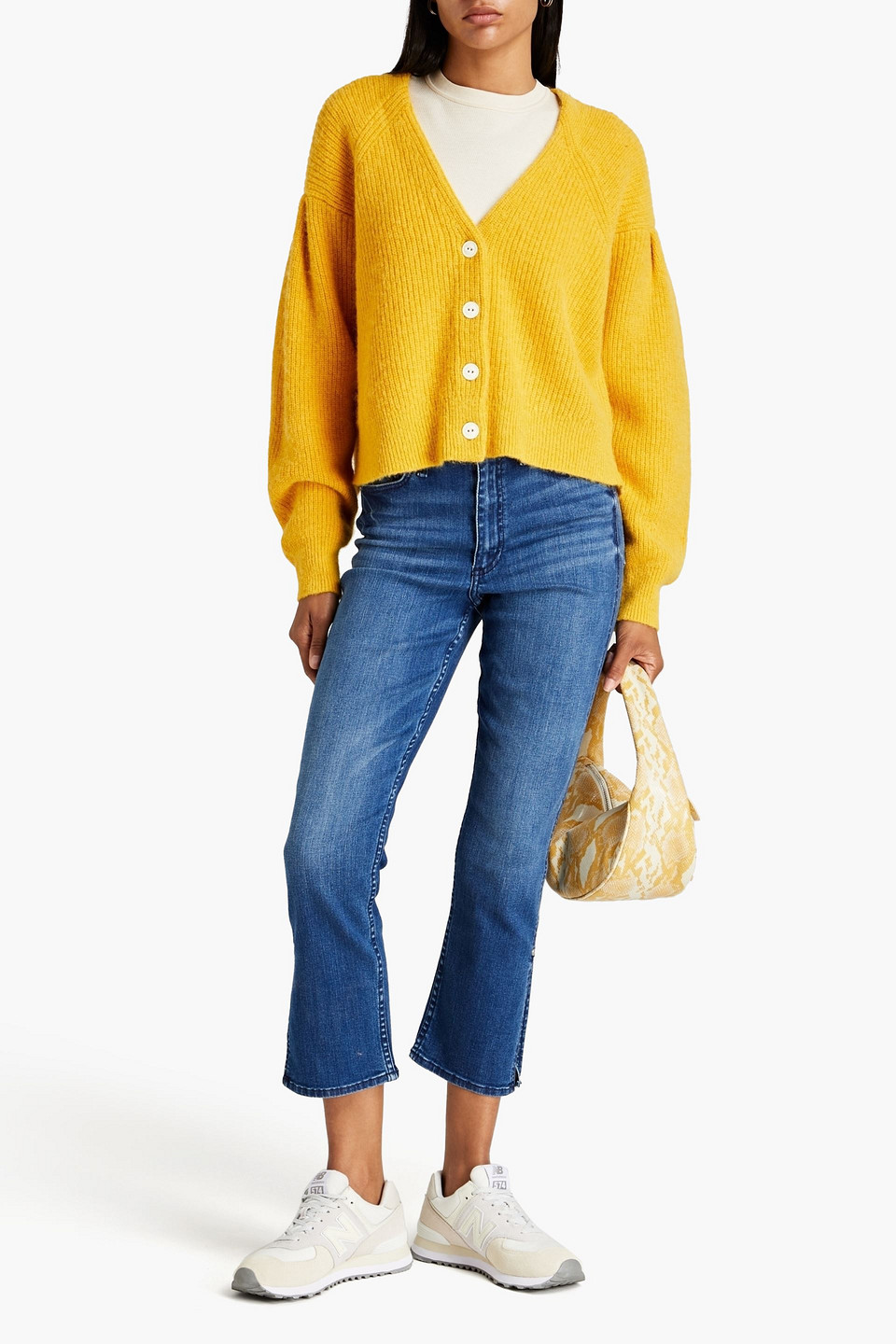 Rag & Bone Nina Faded High-rise Kick-flare Jeans In Mid Denim
