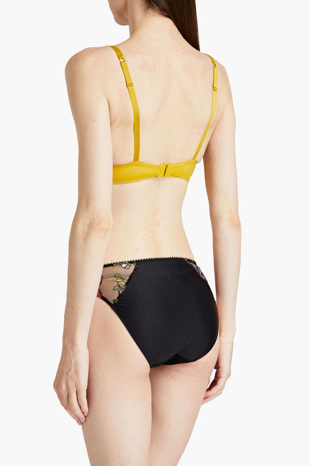 MAISON LEJABY Embroidered tulle and stretch-jersey underwired push-up bra