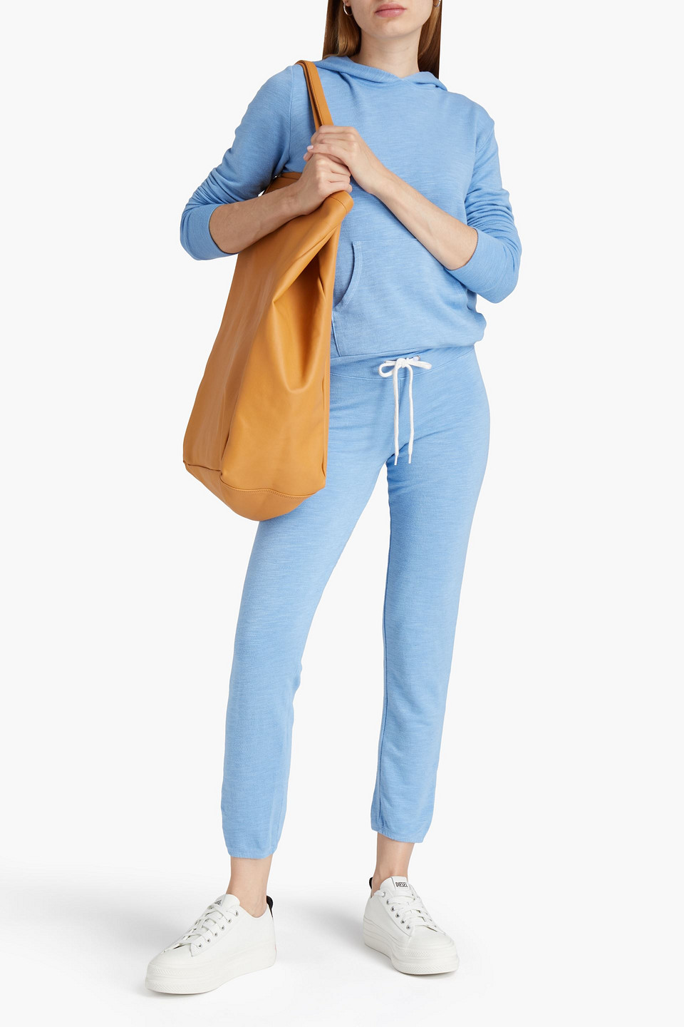 Monrow French Terry Track Trousers In Light Blue