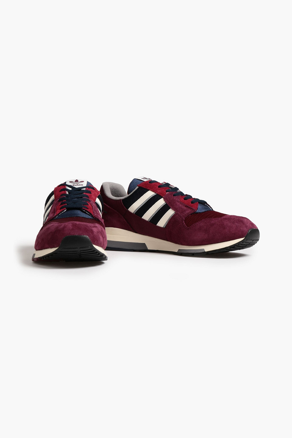 Adidas Originals Man Suede-paneled Mesh Trainers In Burgundy