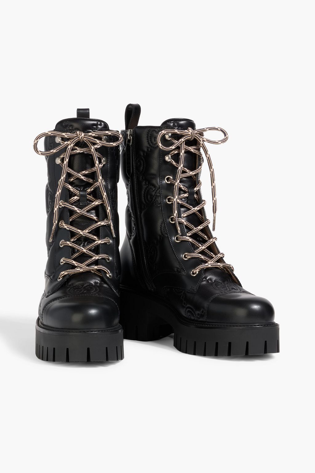 GUCCI レザー コンバットブーツ キルティング