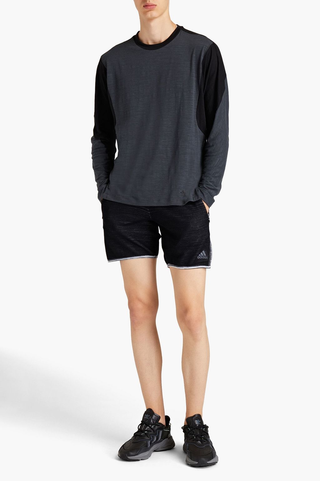 ADIDAS Zweifarbiges T-Shirt aus Jersey mit Flammgarneffekt