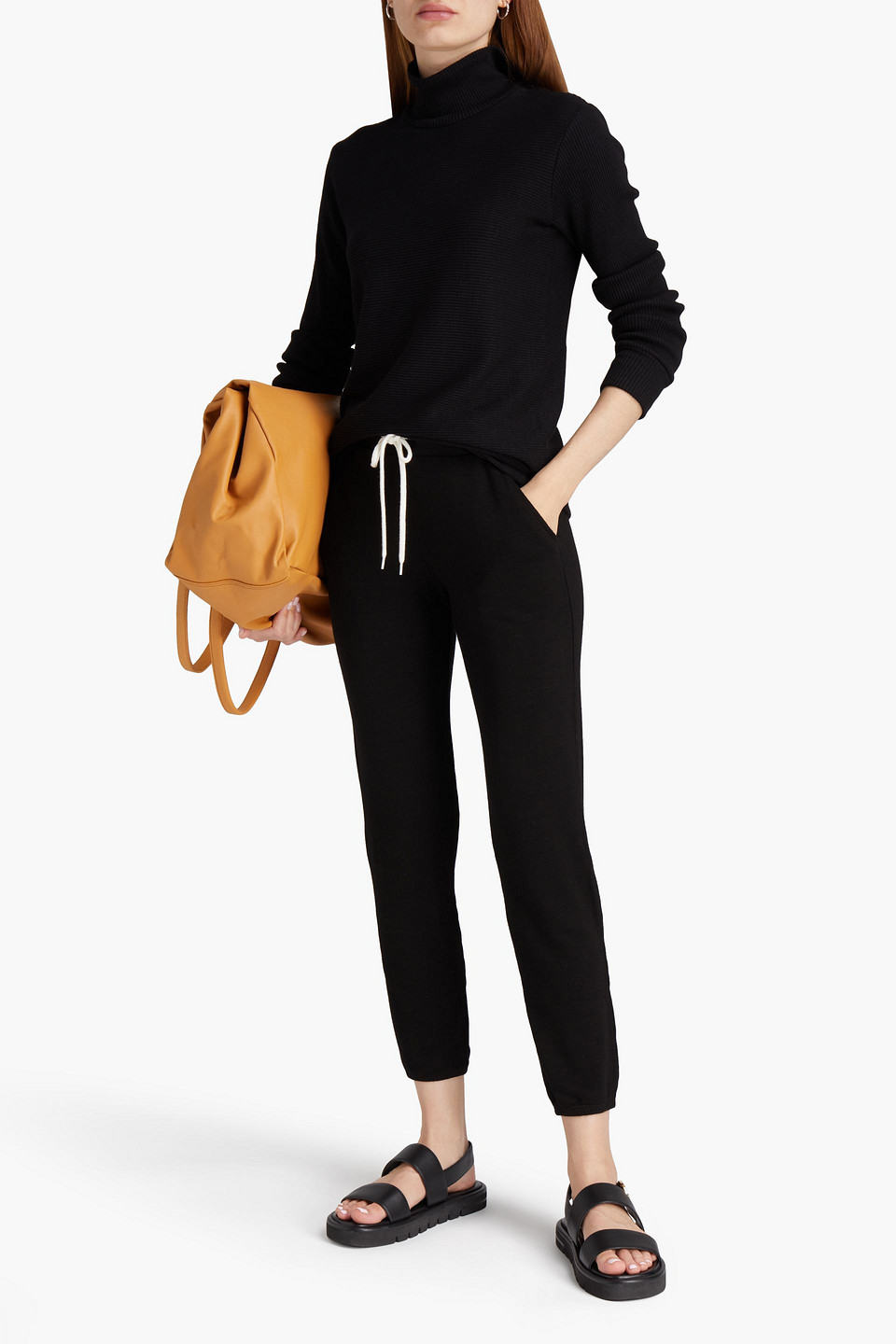 Monrow Supersoft Vintage Sweatpant In Black