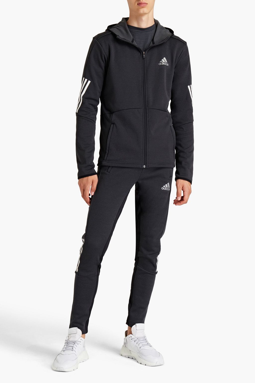 ADIDAS Logo-print fleece hooded track jacket