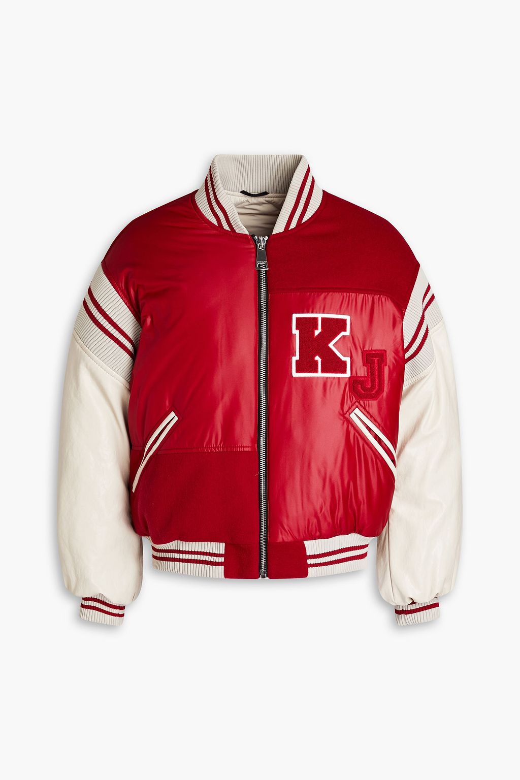 KHRISJOY Faux leather paneled shell and felt down bomber jacket