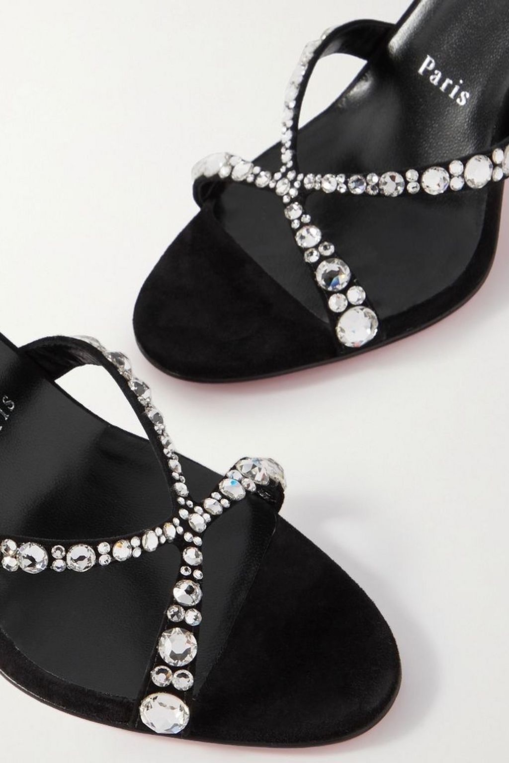 CHRISTIAN LOUBOUTIN Emilie 100 crystal-embellished suede slingback sandals