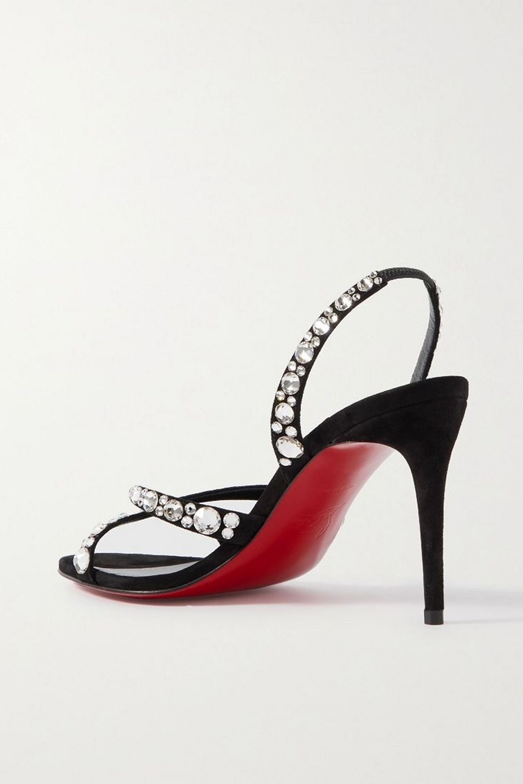 CHRISTIAN LOUBOUTIN Emilie 100 crystal-embellished suede slingback sandals