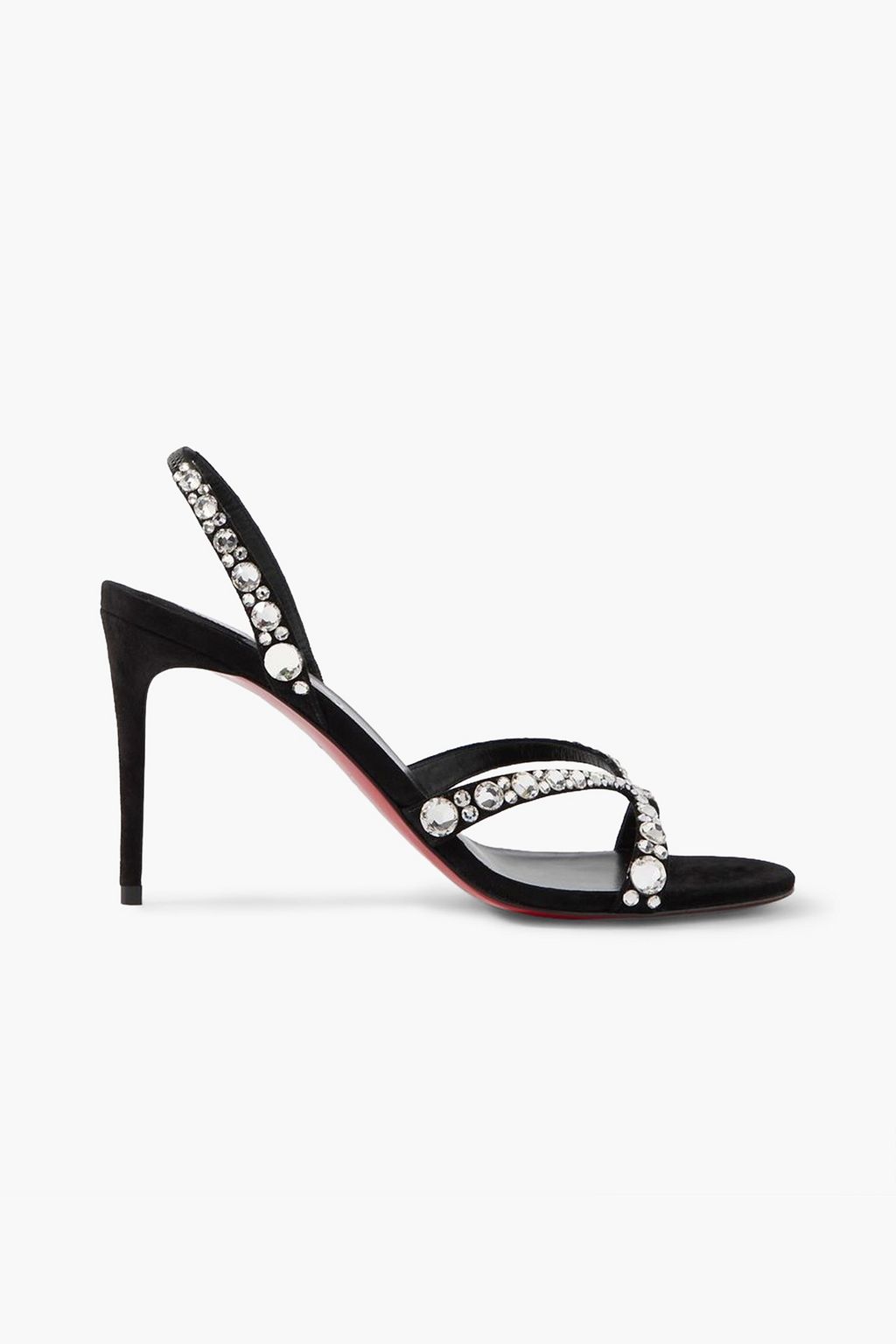CHRISTIAN LOUBOUTIN Emilie 100 crystal embellished suede slingback sandals THE OUTNET