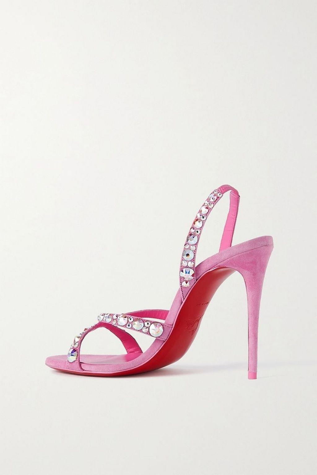 CHRISTIAN LOUBOUTIN Emilie 100 crystal-embellished suede slingback sandals