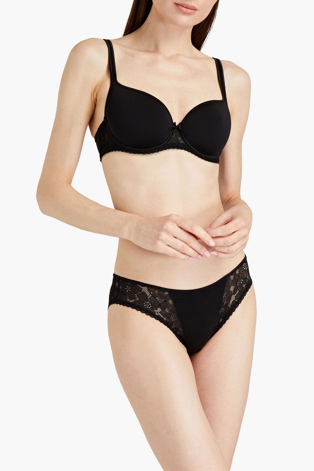 MAISON LEJABY June stretch-lace and jersey mid-rise briefs