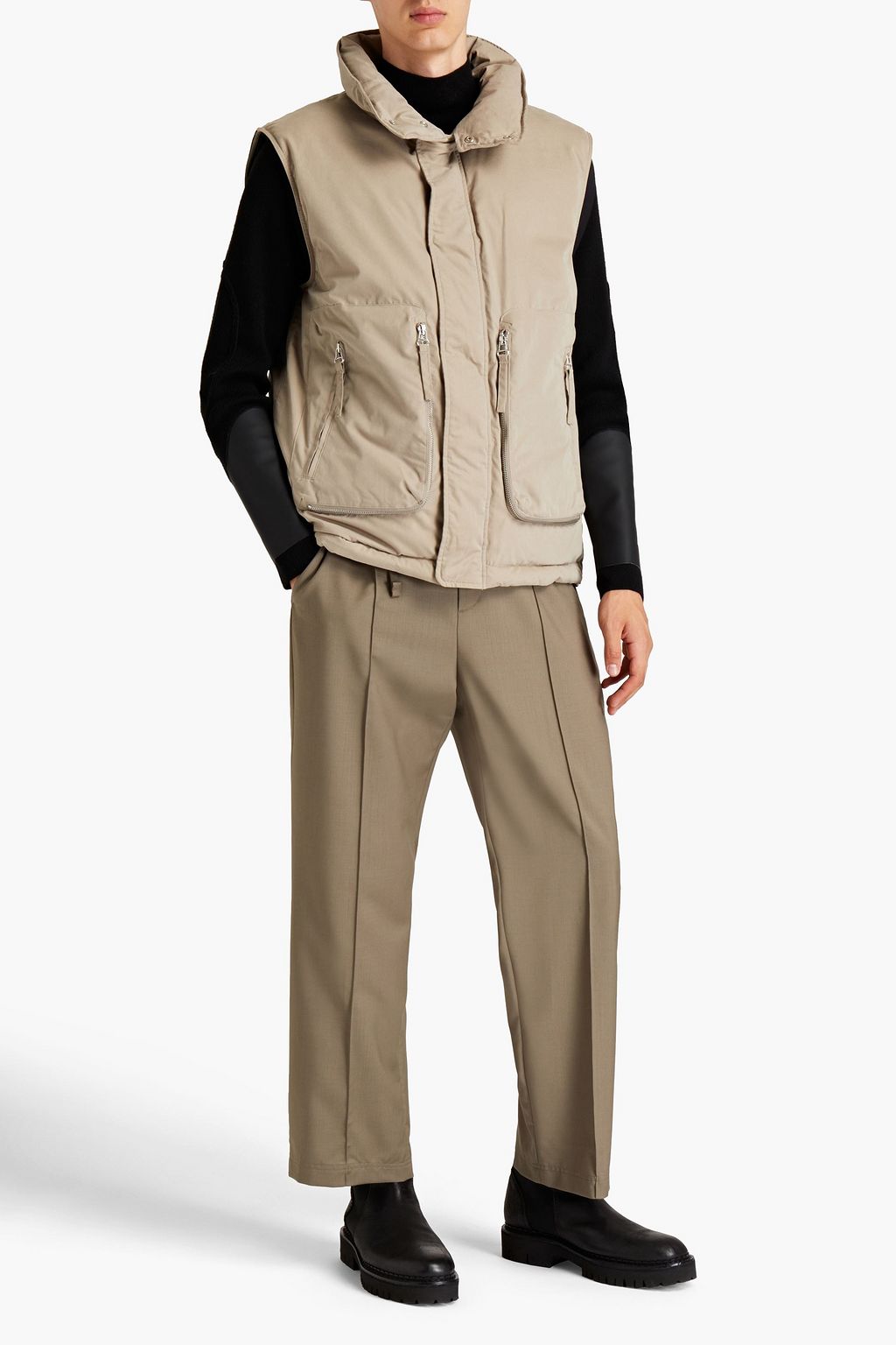 HELMUT LANG Shell-trimmed cotton-blend down vest