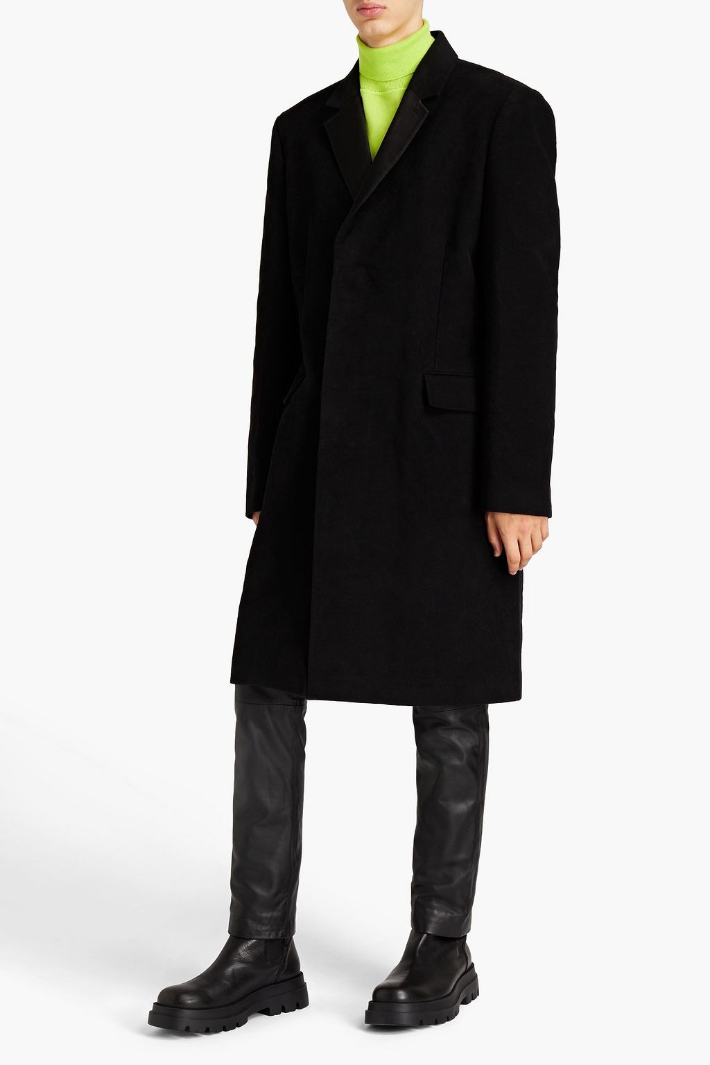 HELMUT LANG Silk-satin trimmed cotton-velvet coat