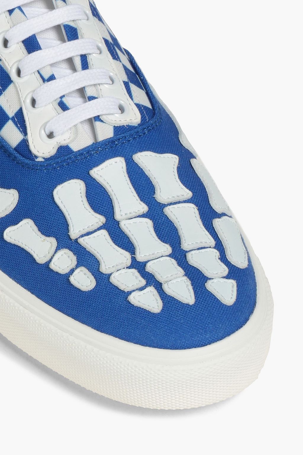 AMIRI Gingham leather-trimmed canvas sneakers