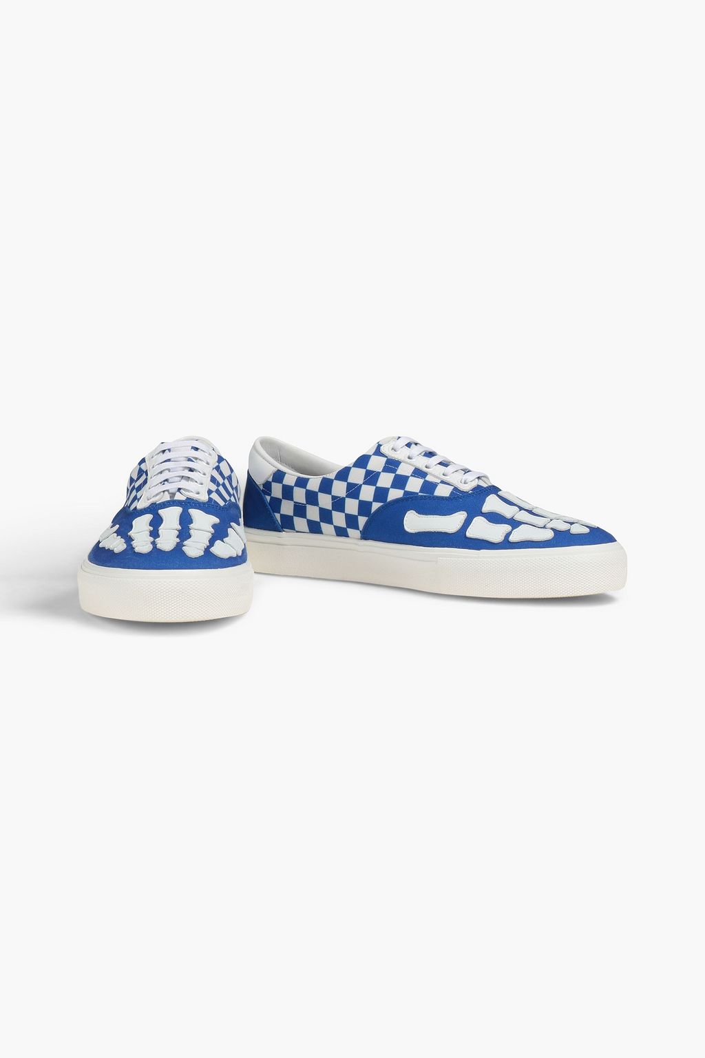 AMIRI Gingham leather-trimmed canvas sneakers