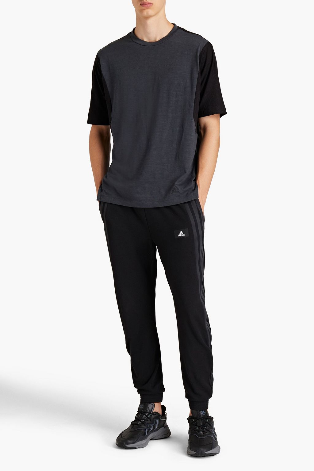 ADIDAS Zweifarbiges T-Shirt aus Jersey mit Flammgarneffekt