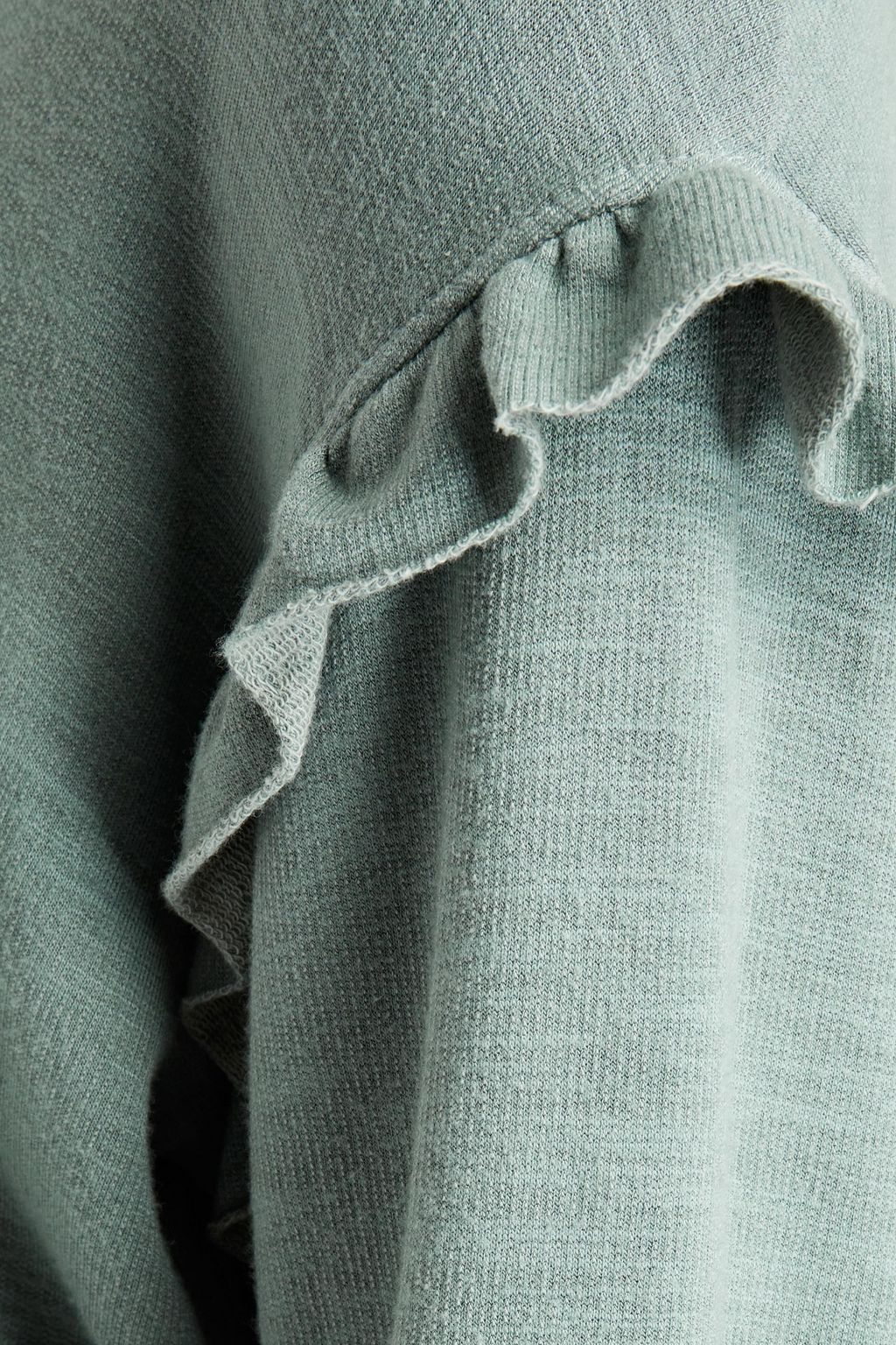 MONROW Ruffle-trimmed French terry hoodie