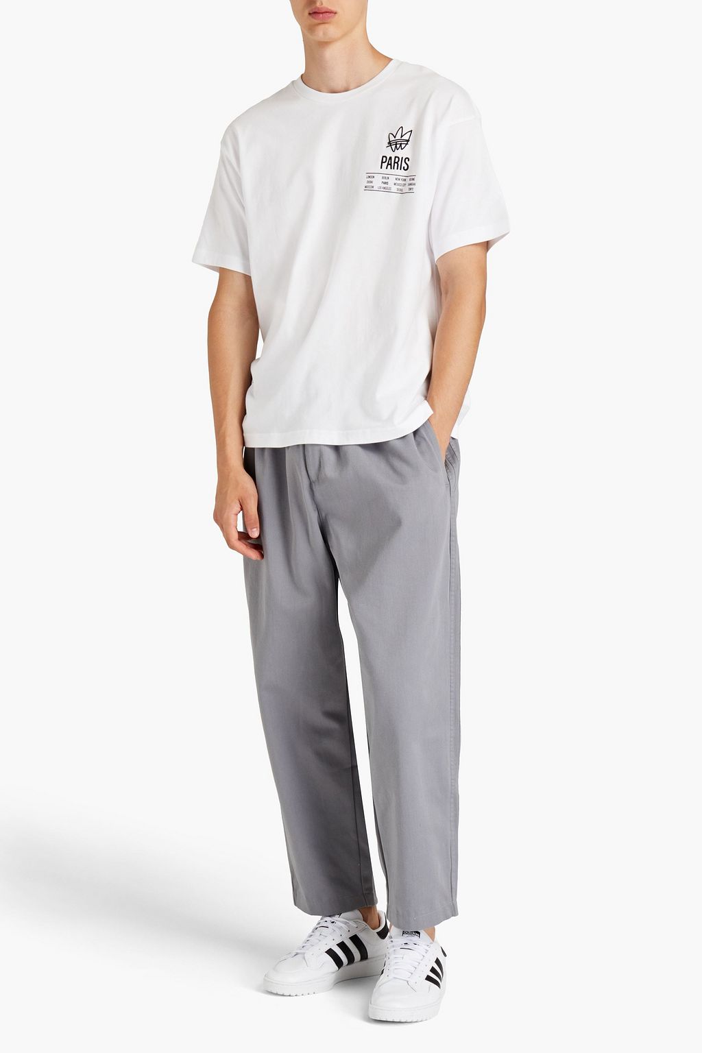 ADIDAS ORIGINALS Embroidered printed cotton-jersey T-shirt