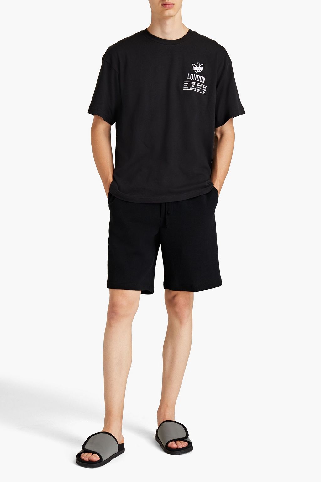 ADIDAS ORIGINALS Embroidered printed cotton-jersey T-shirt