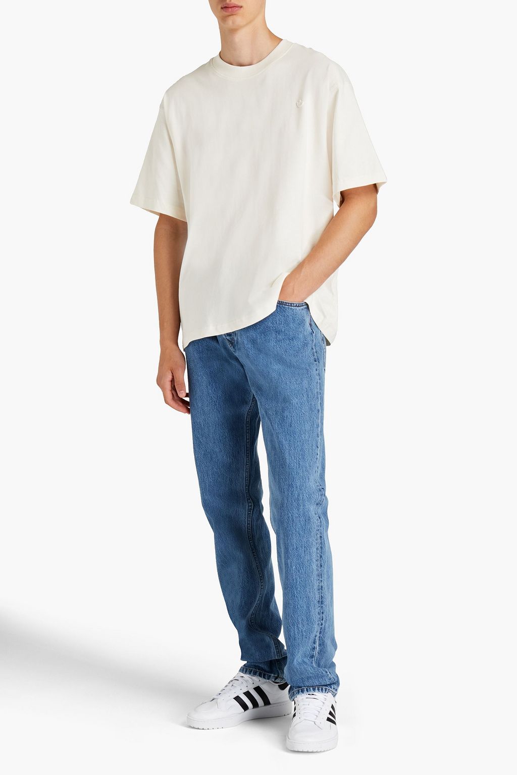 ADIDAS ORIGINALS Logo-appliquéd organic cotton-jersey T-shirt