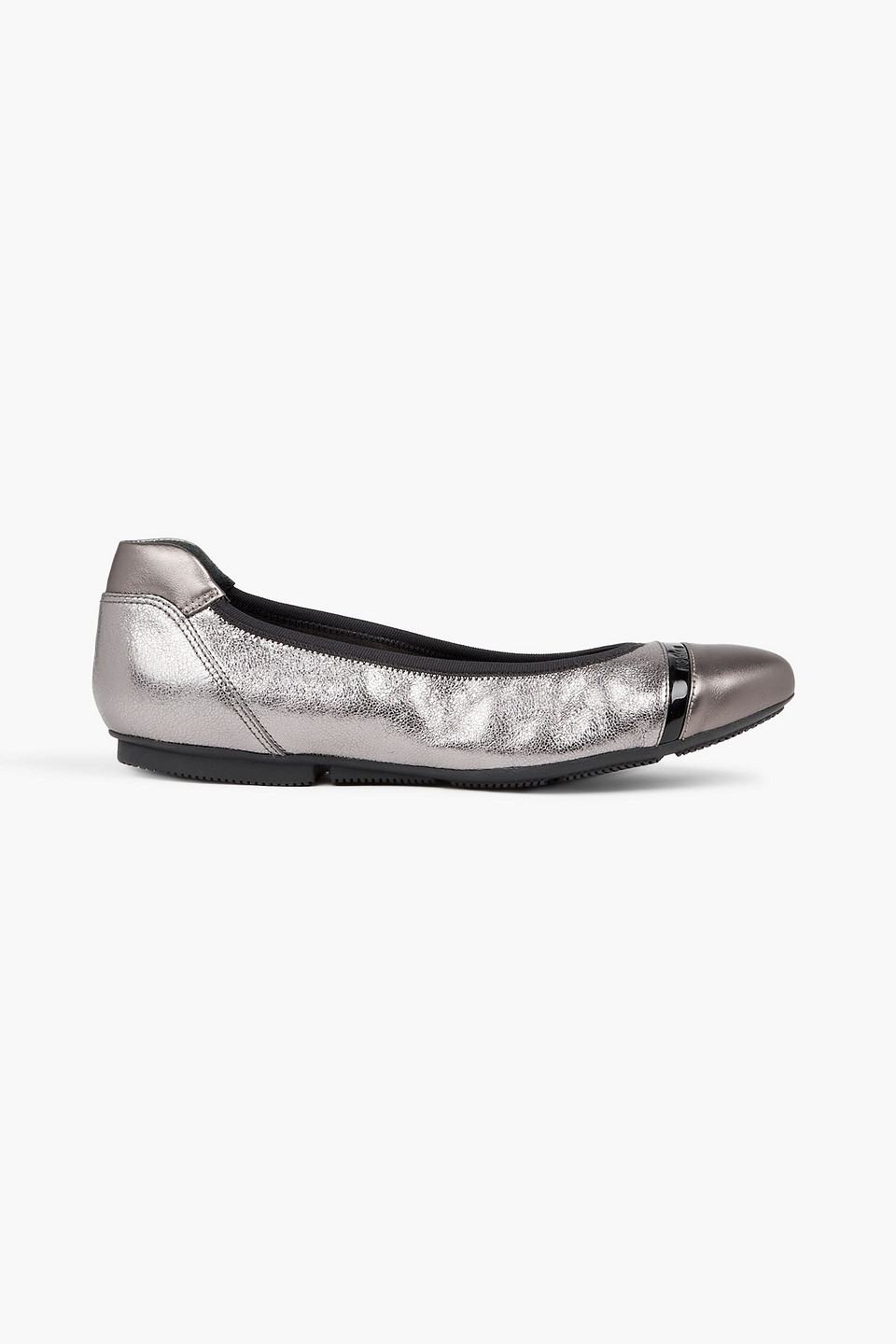 HOGAN WRAP METALLIC SMOOTH AND PEBBLED-LEATHER BALLET FLATS,3074457345632016174