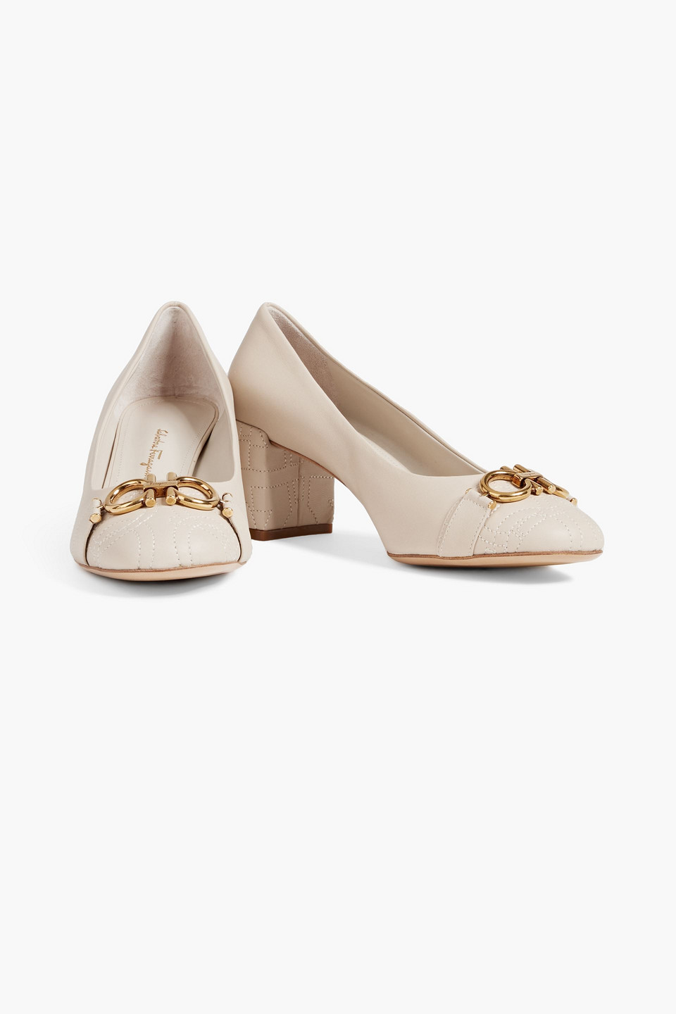 【あおむし様用】Salvatore Ferragamo GARDA QT Ferragamo Garda Qt Logo-appliquéd Leather Pumps In Beige | ModeSens