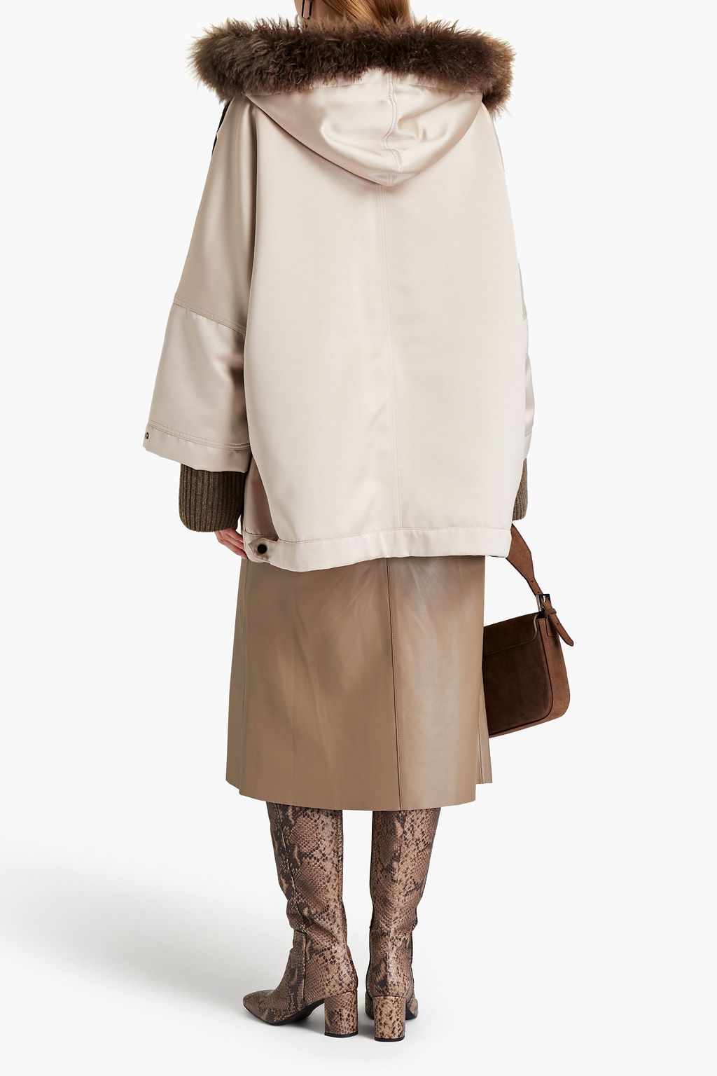 BRUNELLO CUCINELLI Oversized-Kapuzenjacke aus Satin mit Zierperlen