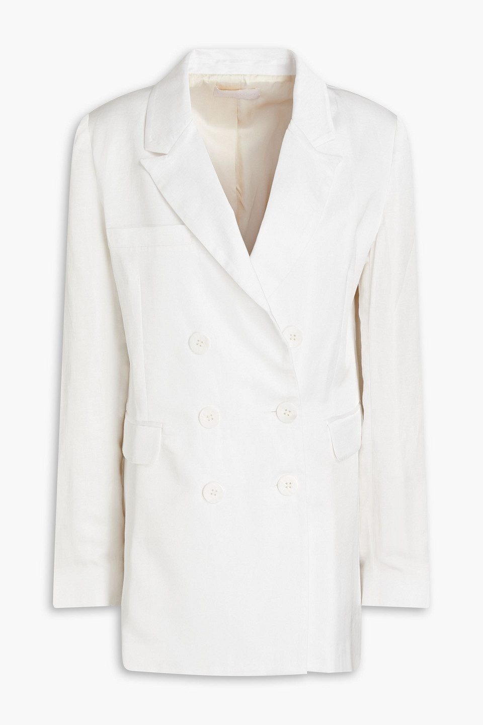 Vanessa Cocchiaro The Gladys Double-breasted Slub Woven Blazer In White