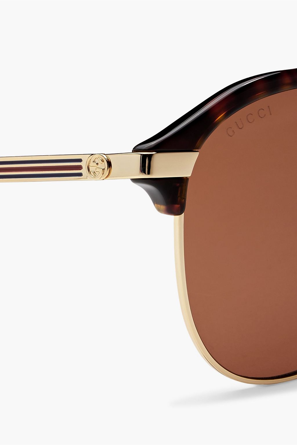 GUCCI Aviator-style tortoiseshell metal sunglasses